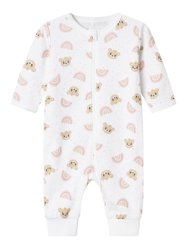 NBFNIGHTSUIT ZIP ORCHID PINK TEDDY NOOS